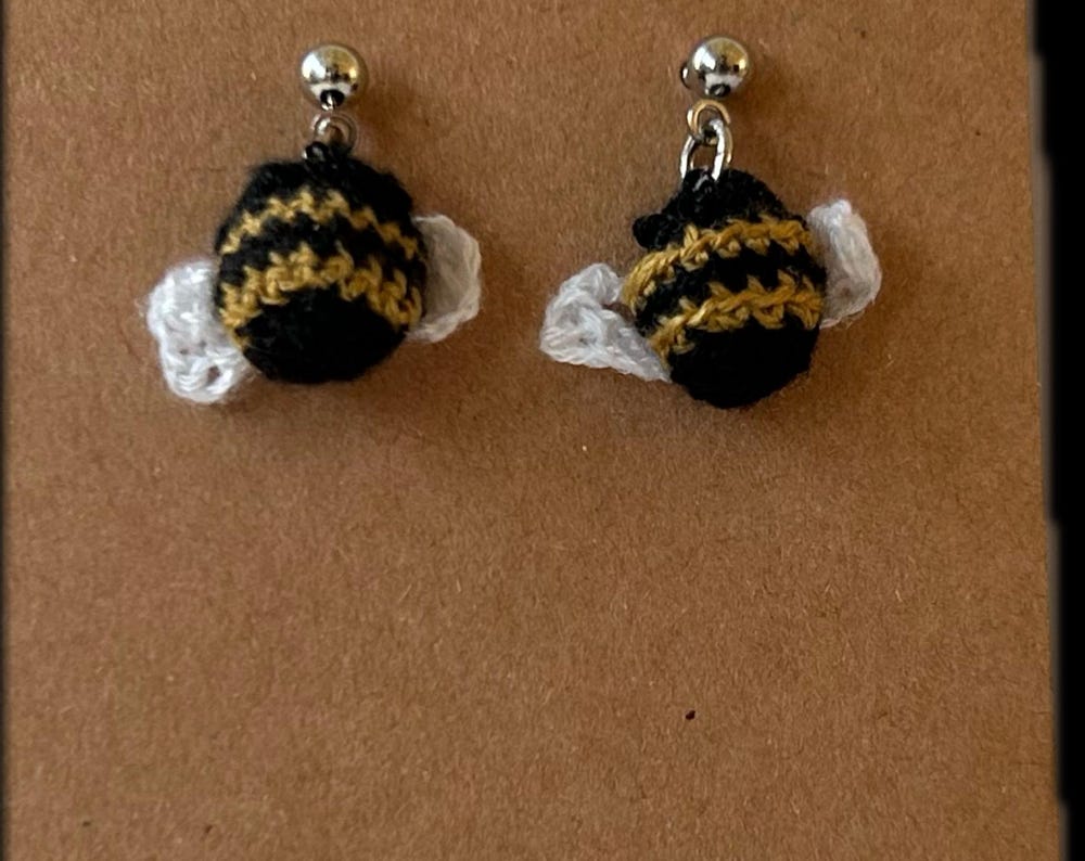 Micro Crochet Bumblebee earrings