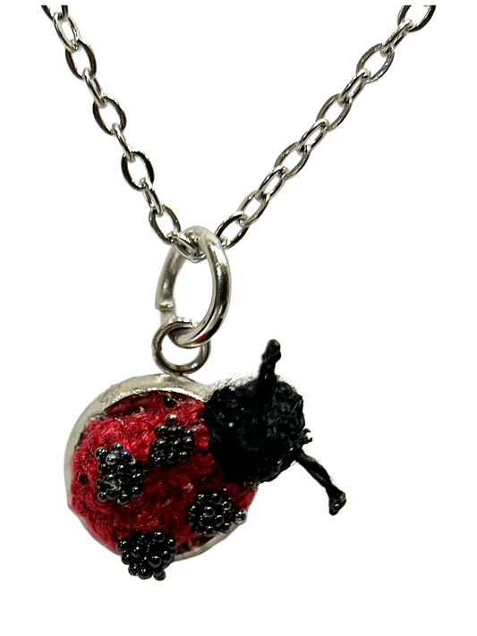 Micro Crochet Ladybug Necklace